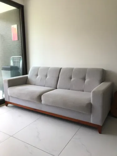 Sofá 3 Lugares Herval Linho Cinza