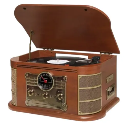 Vitrola Raveo Spazio Com Toca-discos Fita Cassete CD Radio USB/SD