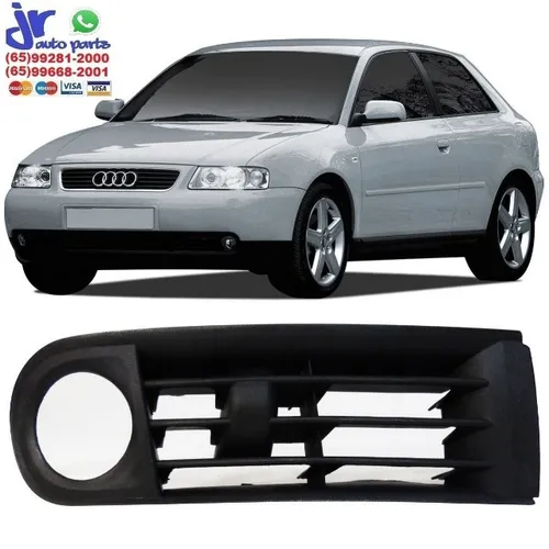 Par Grade Moldura Farol Milha Audi A3 2001 2002 2003 2004 2005 2006 Preta Com Furo Milha