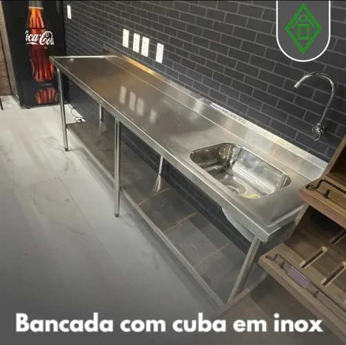 Mesa Pia com Cuba em Inox 304
