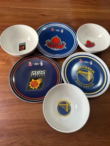 Promoção kit 3 bowl e prato NBA golden states,phoenix suns,new york nicks melhor basquete