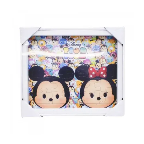 Porta Retrato Quebra Cabeça Mickey & Minnie Tsum Tsum 15X19cm - Disney