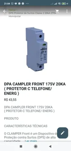 DPA CAMPLER FRONT 175V 20KA PROTETOR COM TELEFONE / ENERG