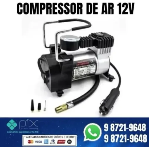bomba compressor de ar 12v para pneus aceitamos pix e cartão