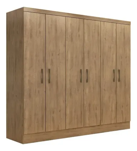 Guarda-roupa Espresso Móveis Paris cor ipê de mdp com 6 portas de dobradiças
