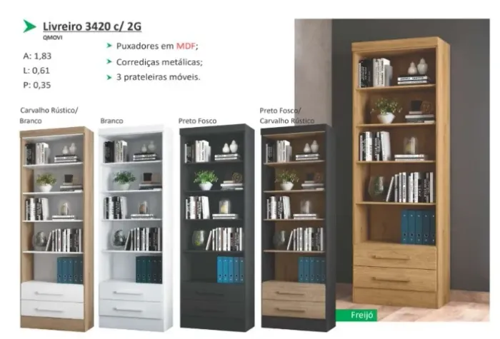 LIVREIRO C/ 2 GAVETAS