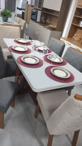 Mesa 6 cadeiras com vidro temperado 4mm
