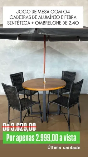 JOGO DE MESA DE ALUMÍNIO COM FIBRA SINTÉTICA 