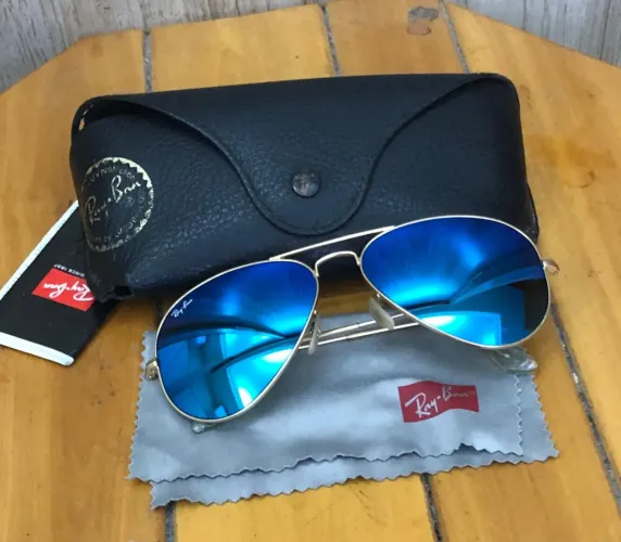 Ray Ban Aviador Large  Metal Espelhado com N. de série e modelo nas hastes