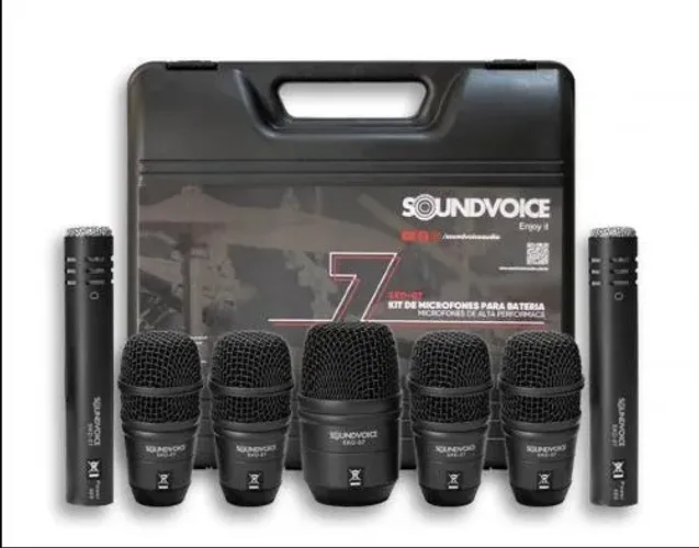 Microfones Bateria Soundvoice SKD-07 com 7 Peças