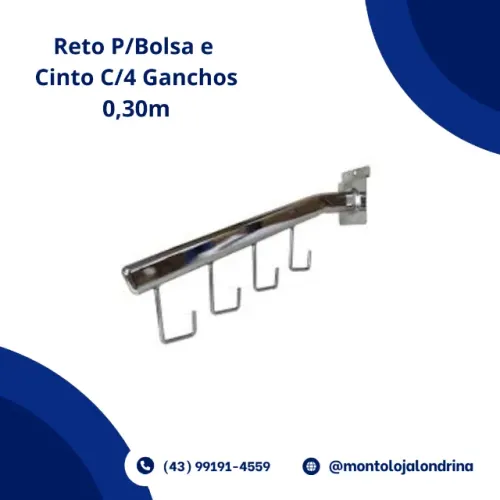 Reto P/ Bolsa e Cinto C/ 4 Ganchos