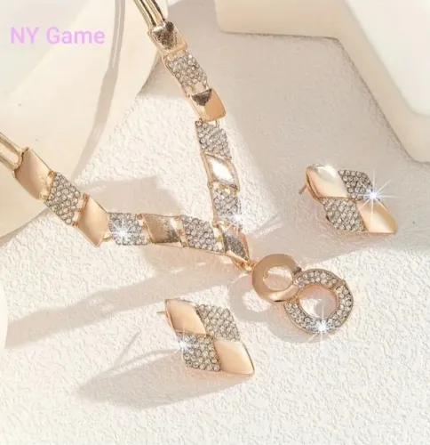 kit Brinco Stud e Colar Ouro 14K