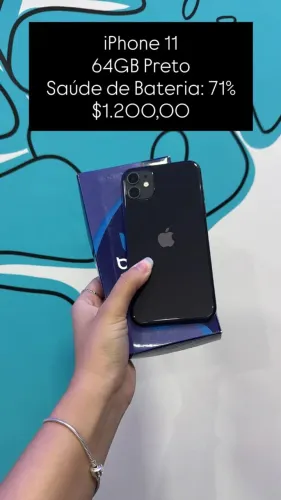 iPhone 11 / 64GB / Preto / Saúde de Bateria: 71% / Original / Loja Física $1.200,00