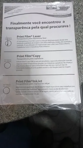 300 FOLHAS TRANSPARÊNCIA PARA LASER
