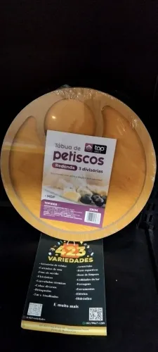 Tábua para petiscos redonda 23cm mdf