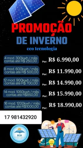 Sistema painéis solares homologado a partir de R$6900 reais