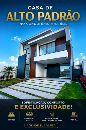 Casa Alto Padrão à Venda no Condomínio Amarílis | 4 Suítes e Acabamento Premium