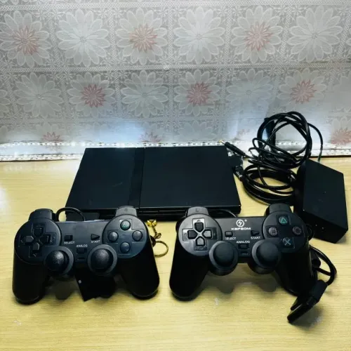 Playstation 2 + 2 Controle Funcionando Completo Jogos Charcoal Black