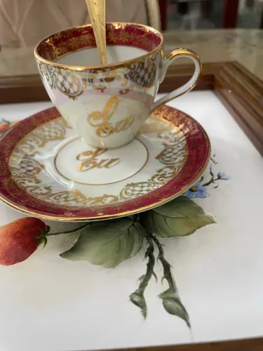 Par de xícaras de porcelana EU e VOCÊ