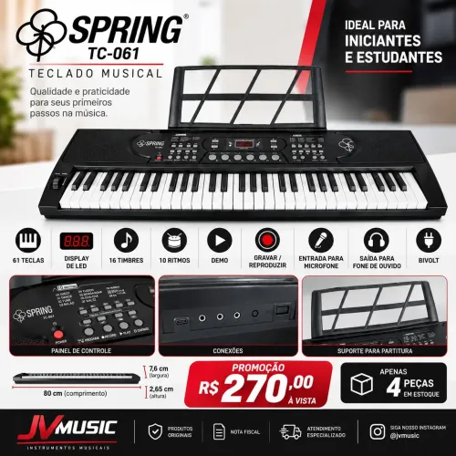 Teclado para iniciantes Spring tc-61 promoção