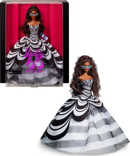 Barbie Signature 65° Aniversário, Boneca Morena de Coleção com Suporte e Certificado 