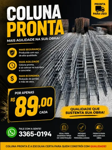 Coluna pronta com 6mt ferro 5/16