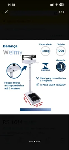 Balança welmy 150kg farmácia clínica