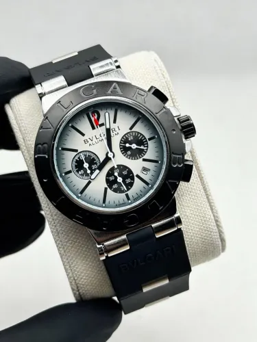 Relógio Masculino Bvlgari - Pulseira Borracha - Preto - Cronógrafo - Quartzo