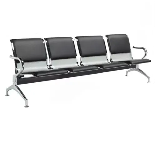 Longarina Aeroporto Estofada 4 Lugares Cromada Alta Resistência Espera Conforto 33112