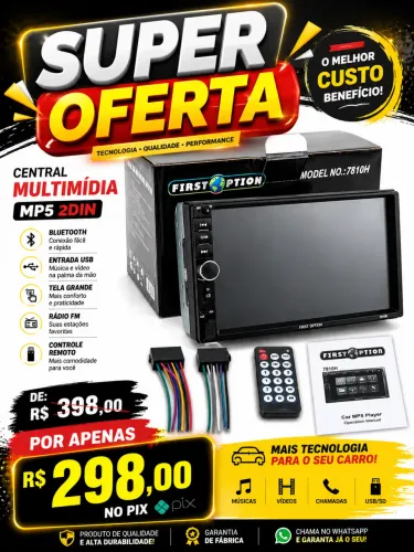 Multimídia 2din tela de 7 polegadas 