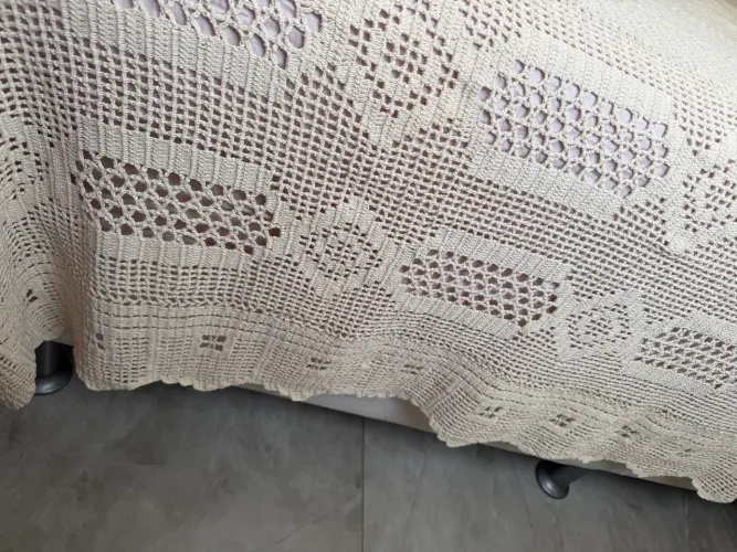 Colcha de crochê feita à mão 100% algodão