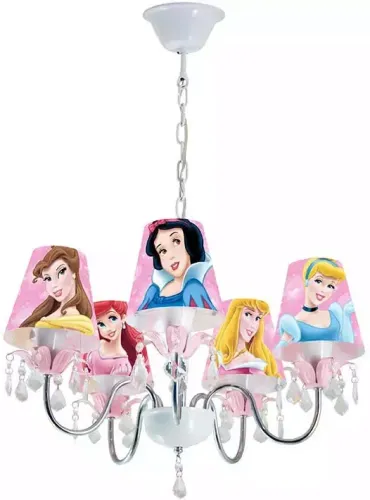 Lustre candelabro princesas disney 5 cupulas