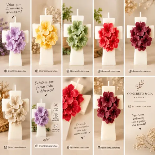 10 velas aromáticas Cruz floral zap *