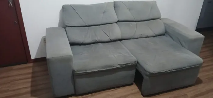 Sofá Retrátil E Reclinável Cinza 2 a 3 Lugar