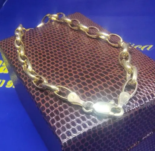 Pulseira Masculina Baquert Peso 4.70 Gramas Ouro 18 Kilates 4 mm 21 Cm Oco Fecho Mosquetão