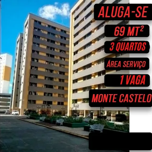 Apartamento com 3 dormitórios para alugar, 69 m² por R$ 1.400,00/mês - Monte Castelo