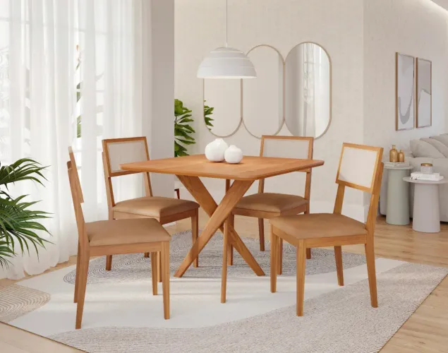 Conjunto de Mesa Quadrada e Cadeiras em Contigo