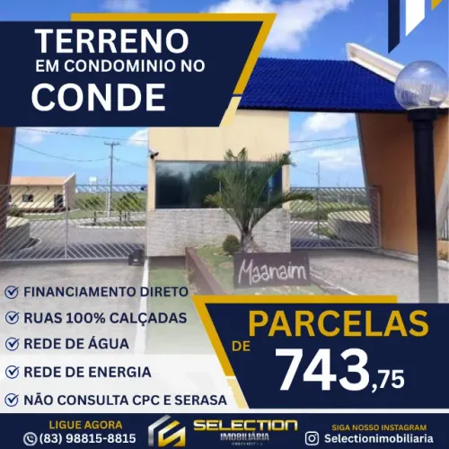LOTES EM CONDOMÍNIO FECHADO COM PARCELINHAS DE R$ 743,75