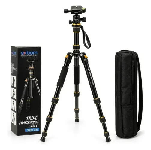 Tripé profissional X600 exbom para câmeras e celulares