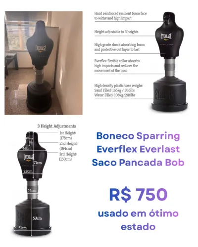 Boneco Sparring Everflex Everlast Saco Pancada Bob