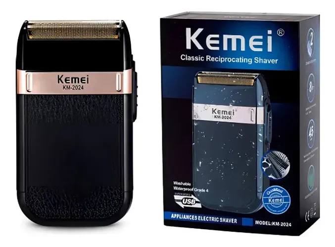 Barbeador Elétrico Kemei KM2024 Recarregável para Barba