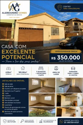 Casa no Centro de Três Corações MG