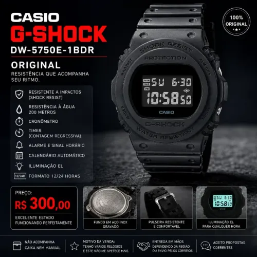 Casio G-Shock DW-5750E-1BDR Original - R$ 300
