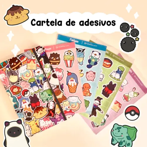 MONTE SEU KIT - Adesivos, Prints, Polaroids - Studio Ghibli Pokemón Anime e mais