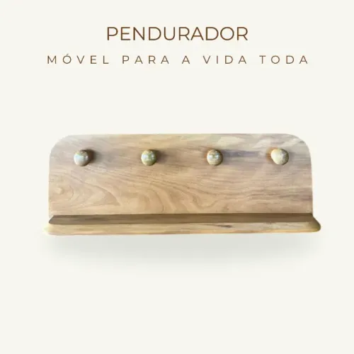Pendurador Em Madeira Maciça 59x19cm