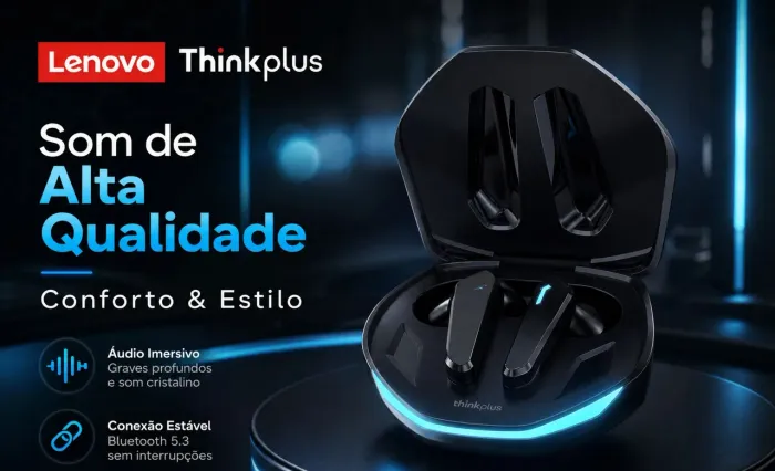 Fone Lenovo Thinkplus TWS - Som Premium e Design Futurista!