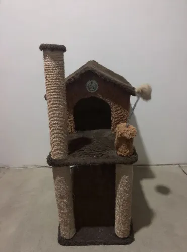 Casinha com arranhador para gatos