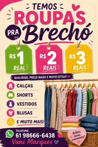 Roupas para brechó ou bazar 1,00 a 3,00