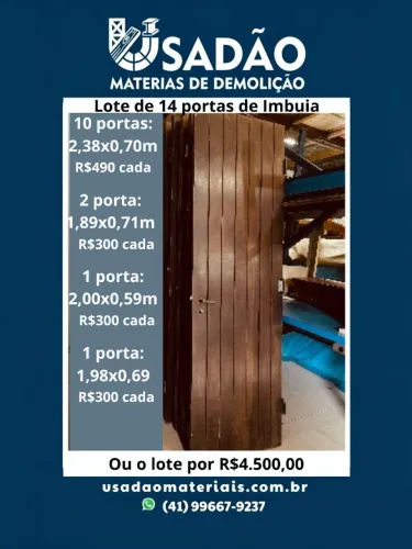 Lote de 14 Portas de Imbuia de Madeira Maciça