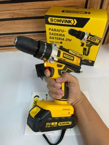 Parafusadeira Furadeira 21V Impacto Bateria Lítio Bomvink Profissional Bomvink BOM-9961